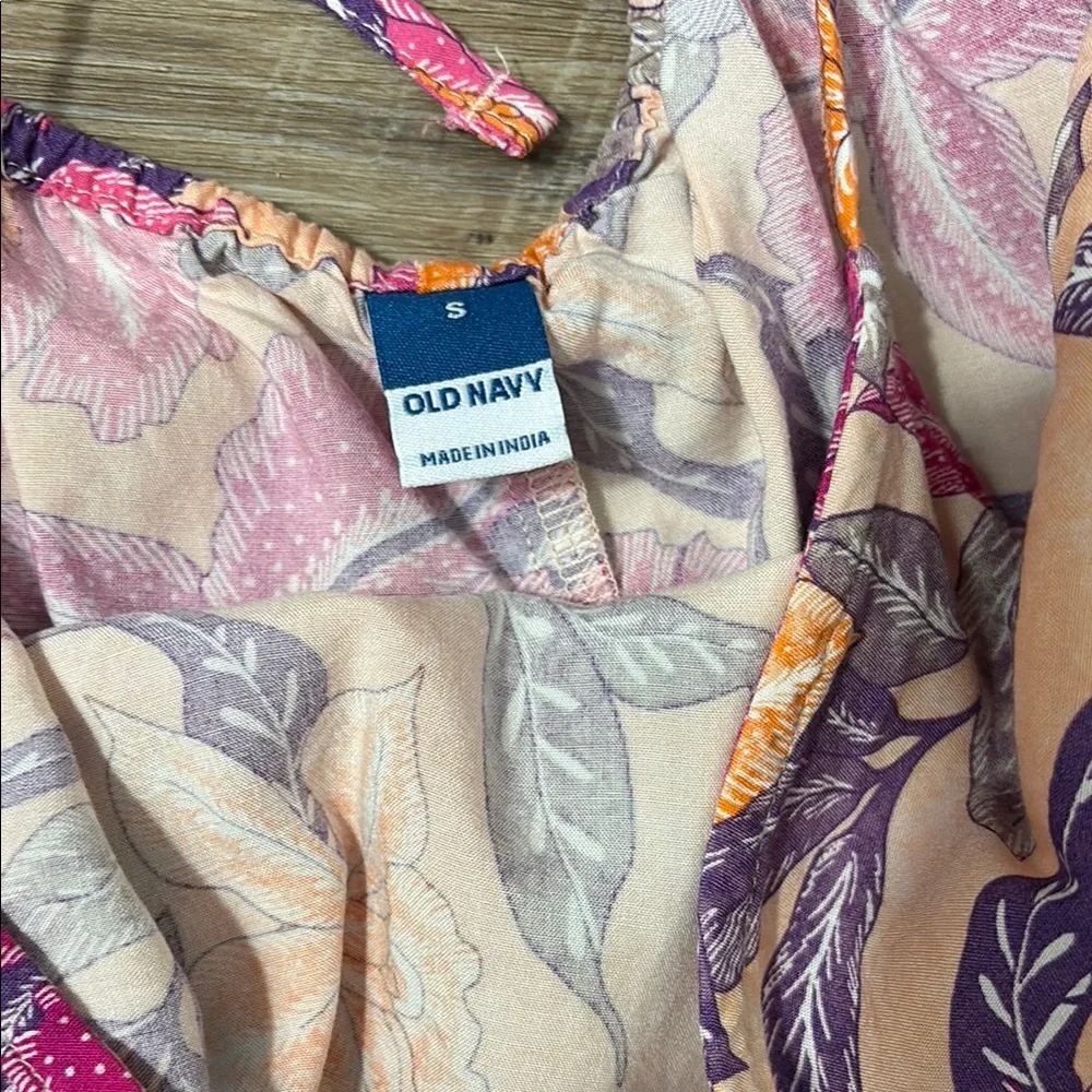 Old Navy Floral Print Dress with Purple and Orange Accents - Picture 2 of 6